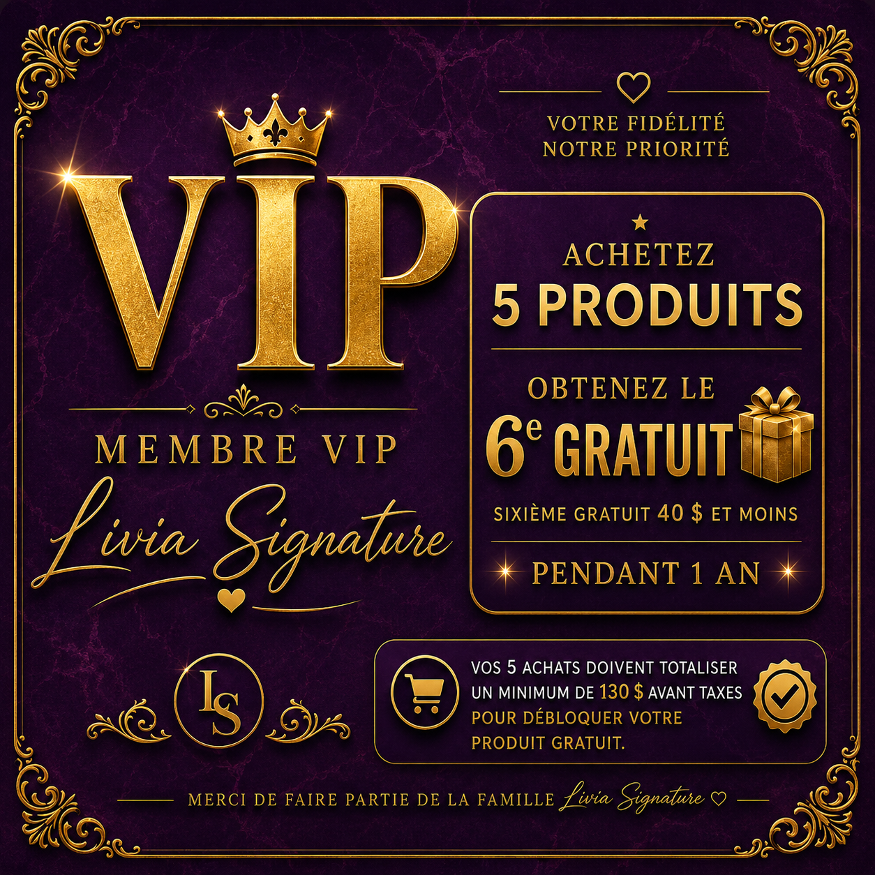 Carte VIP Livia Signature — Devenez membre