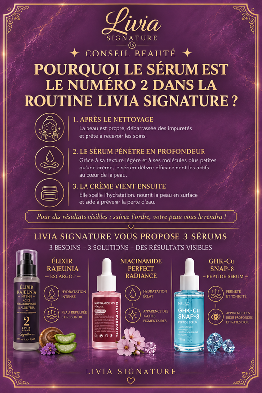 Pourquoi le sérum est le numéro 2 dans la routine Livia Signature ?