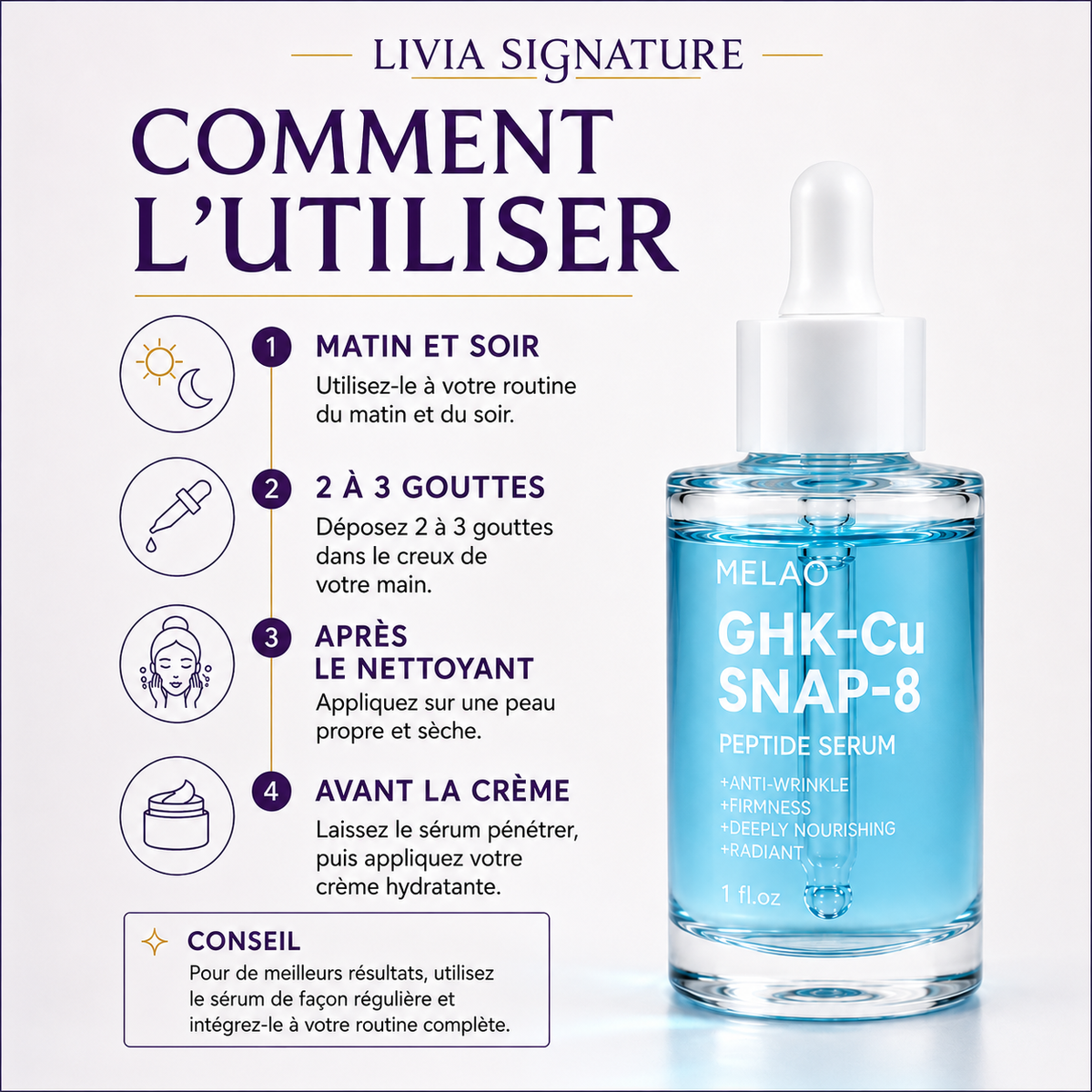 Sérum GHK-Cu + SNAP-8 30 ml – Livia Signature, photo 6
