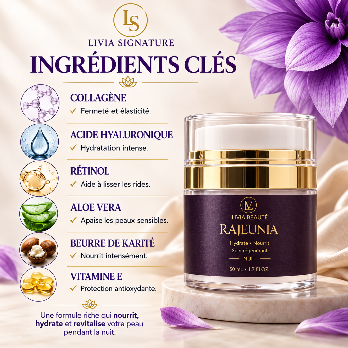 Crème Rajeunia Nuit – Livia Signature, photo 5