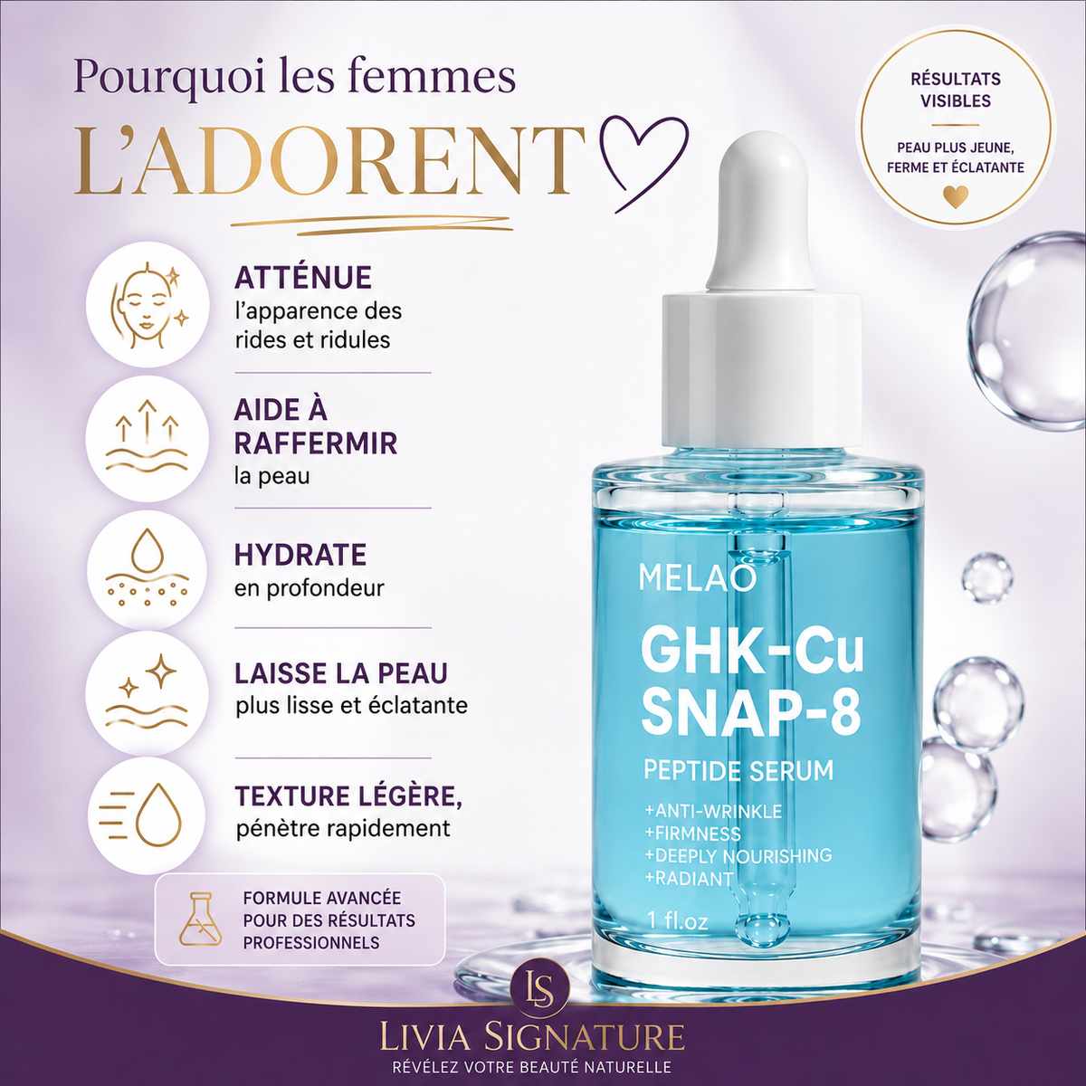 Sérum GHK-Cu + SNAP-8 30 ml – Livia Signature, photo 2