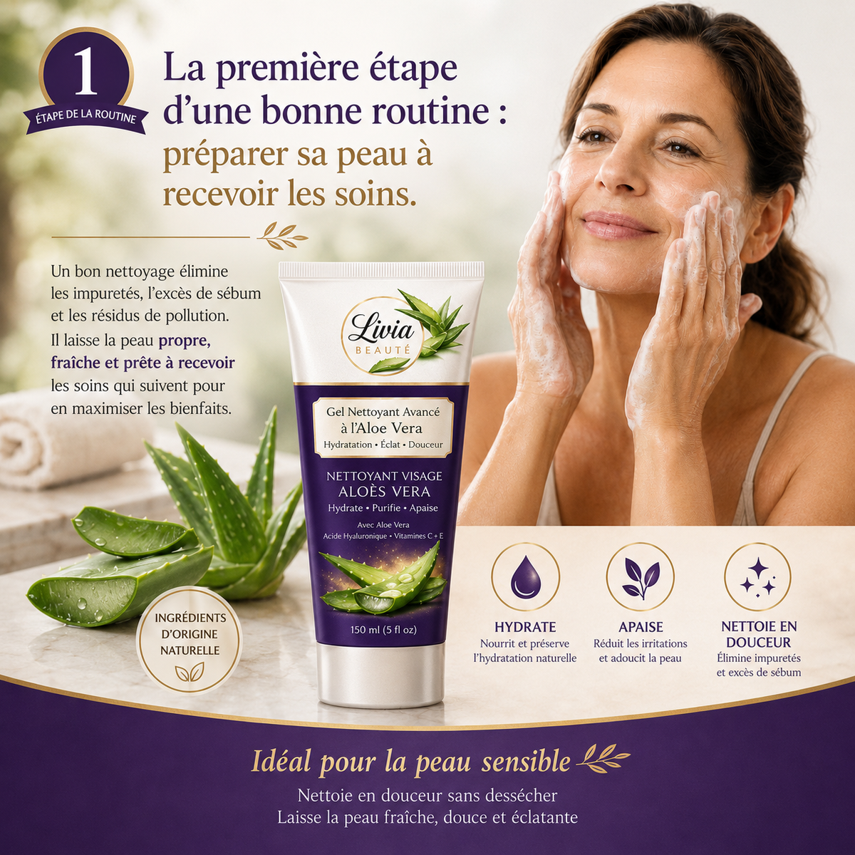 Nettoyant doux à l'aloe vera – Livia Signature, photo 3