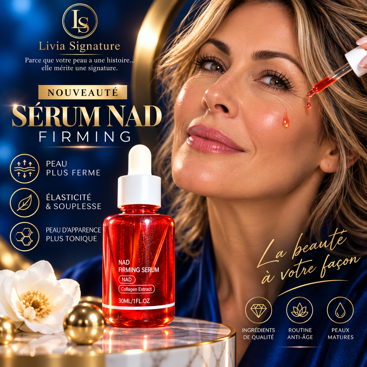 Sérum NAD fermeté et tonicité 30 ml – Livia Signature, photo 2