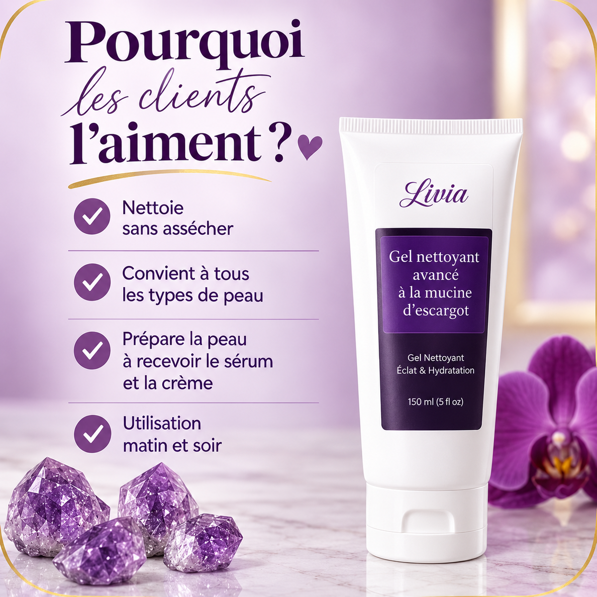 Gel nettoyant à la mucine d'escargot – Livia Signature, photo 6